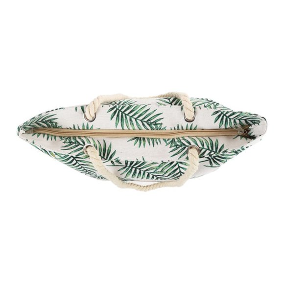 Palms Leaf Tote Bag- White/Green - XL - NWT - Picture 4 of 10